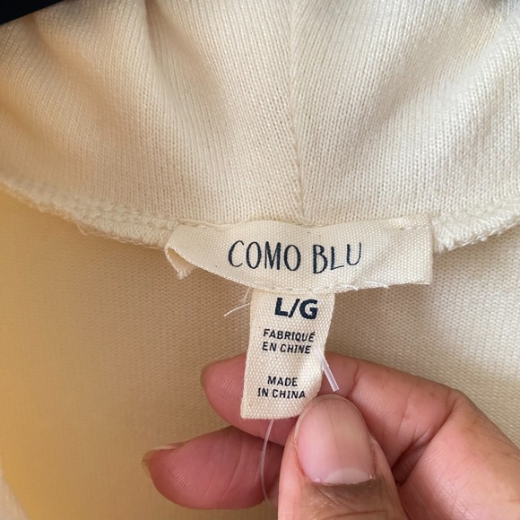 NWT Como Blu‎ Womens Top Sweater Cowl Neck Long Sleeve Lace Size L - Picture 3 of 10